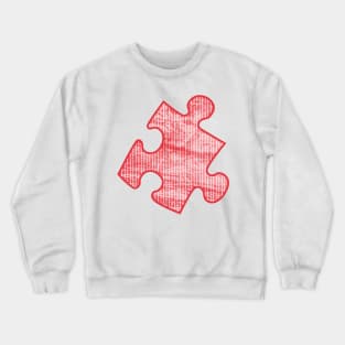 White stripes on red grunge puzzle Crewneck Sweatshirt